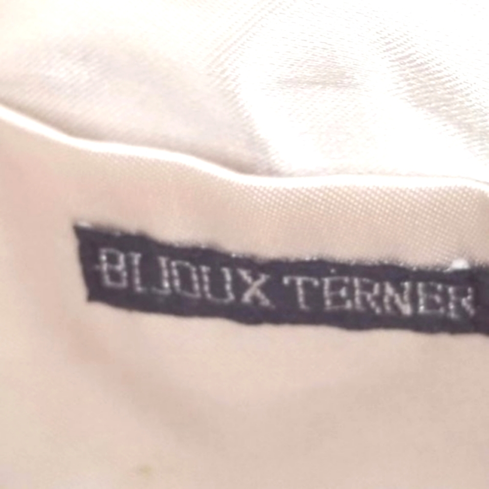 Bijoux Terner Beaded Cream Satin with Chain Mini Purse Handbag - Picture 14 of 15